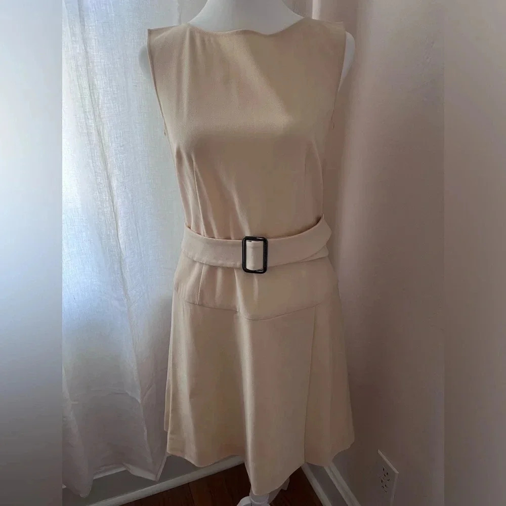 Dolce & Gabbana Virgin Wool Cream Mini Dress with belt Women Size 6 Medium IT 42